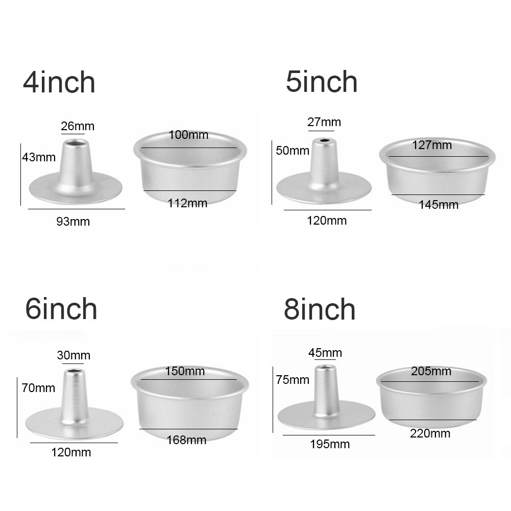 4/5/6/8inch Aluminum Alloy Round Non-stick Removable Bottom Cake Baking Mold