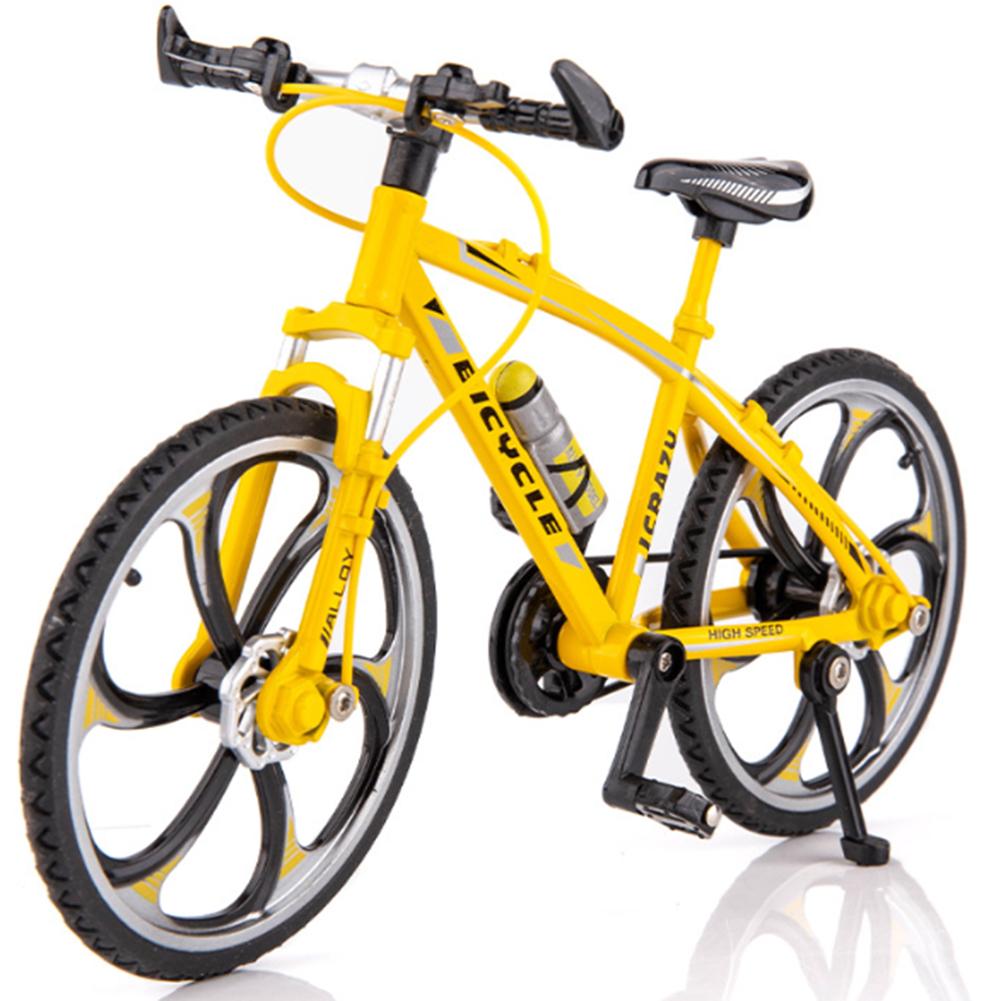 Mini bicicleta modelo resistente ao desgaste dobrável liga bicicleta ornamento simulação decoração coleção brinquedos para crianças: Yellow