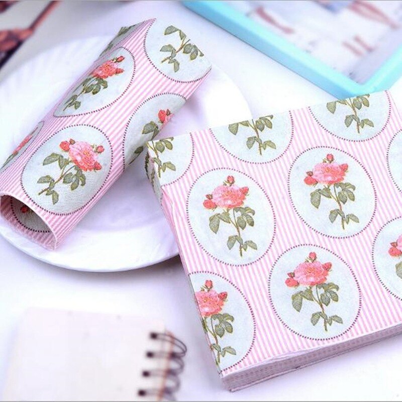 20 st/pack brudparet rosa servetttryck papper bord bröllopsfest dekoration bbb 1057