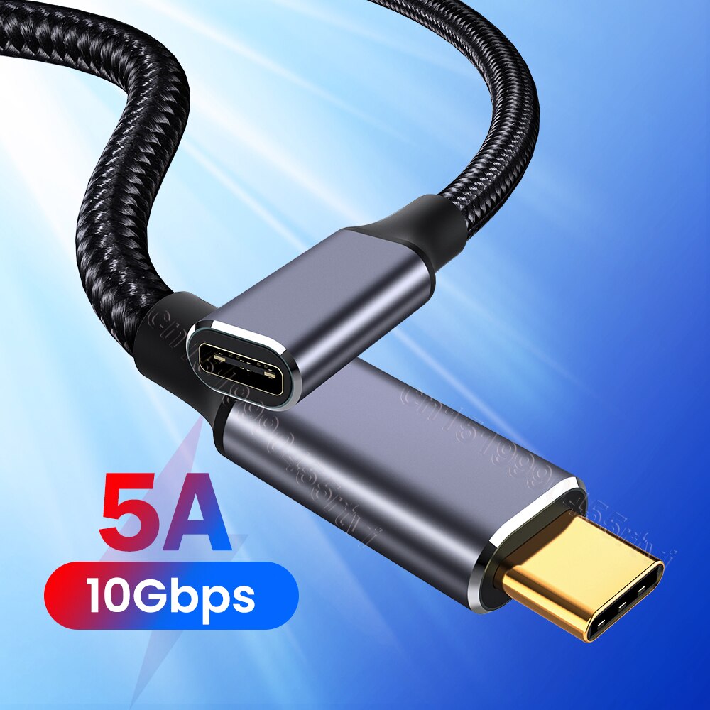 5A 100W Usb Type C Kabel 10Gbps Usb Verlengkabel Datakabel Usb 3.1 Type C Snel Opladen kabel Extender Cord Voor Xiaomi Redmi