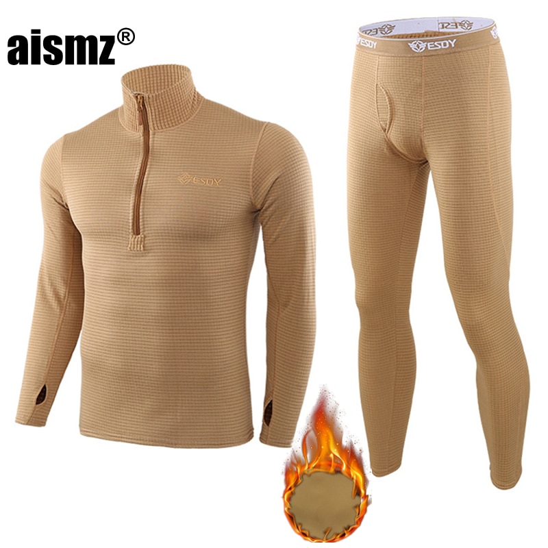 Aismz-Conjunto de ropa interior térmica para hombre, ropa interior elástica antimicrobiana de secado rápido, forro polar de compresión para el sudor, Calzoncillos largos cálidos para Fitness