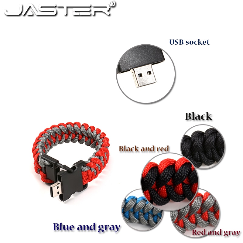 JASTER di Nylon Intrecciato I Braccialetti USB flash drive Pen drive All'aperto U disk Braccialetti 4GB 8GB 16GB 32GB 64GB 128GB di Storage Esterno