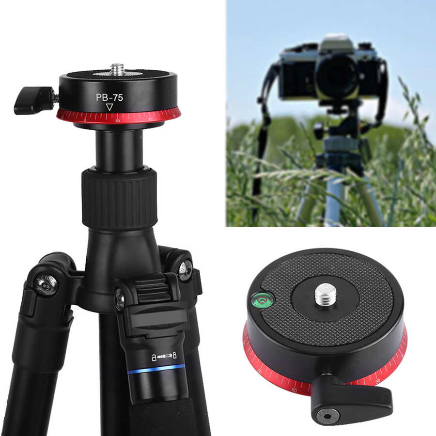 Ball Head PB 75 Aluminum Alloy Panorama Ball Tripod Head With Bubble Level and 3/8 Inch Screw tripod ball head panoramic head