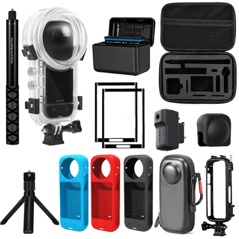 Accesorios para Insta360 X4 Selfie Stick estuche de buceo trípode Insta360 X4 protectores de lentes bolsa de almacenamiento marco Protector de pantalla carga