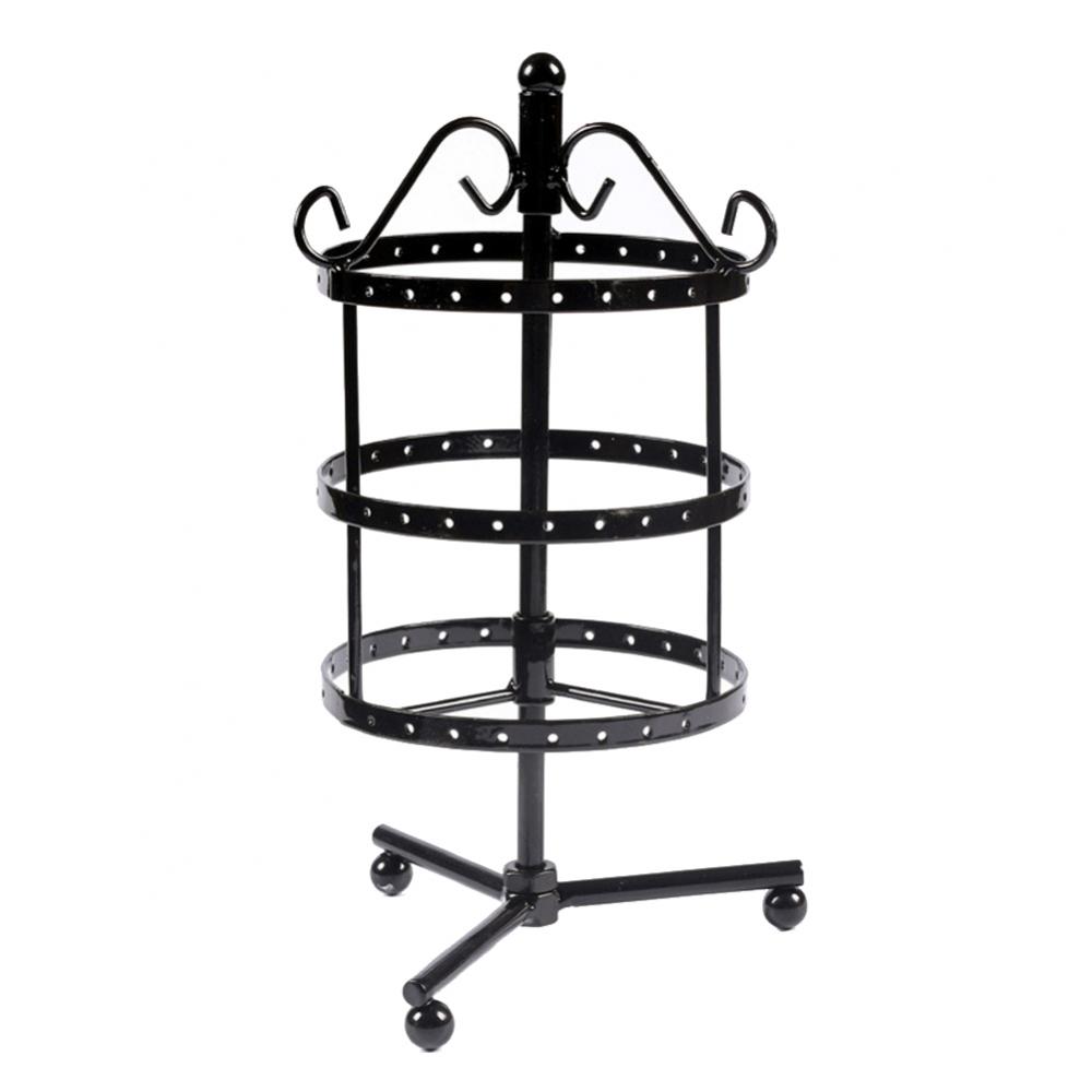 Présentoir rotatif en métal à 72 trous pour bijoux, organisateur de colliers, présentoir de décor: Black Round