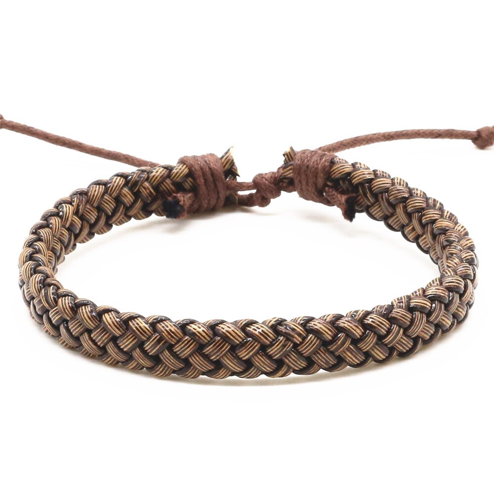 Trendy Handmade Femme Homme Female Vintage Braid Weave Charm Cuff Wrap Men Leather Bracelets For Women Jewelry Accessories