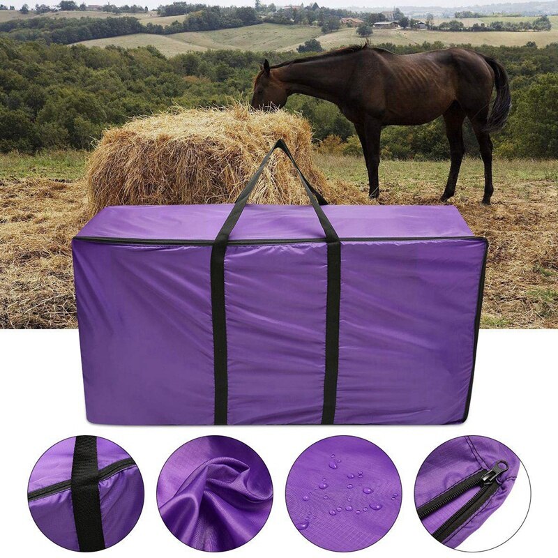 Hay Bale Storage Bag, Extra Large Tote Hay Bale Carry Bag, Foldable Portable Horse and Livestock Hay Bale Bags with Zipper Water