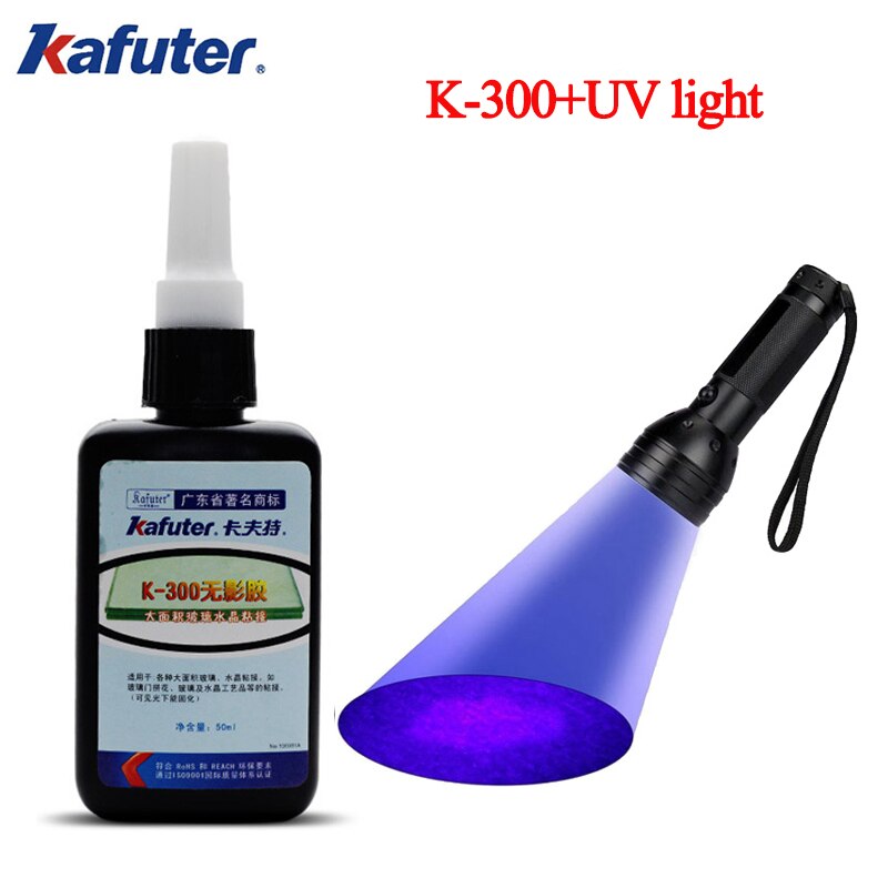 50ml Kafuter Super starke uv-härtung kleber K-300 kristall und glas kleber für große bereich glas kristall bindung mit 51 LED UV licht