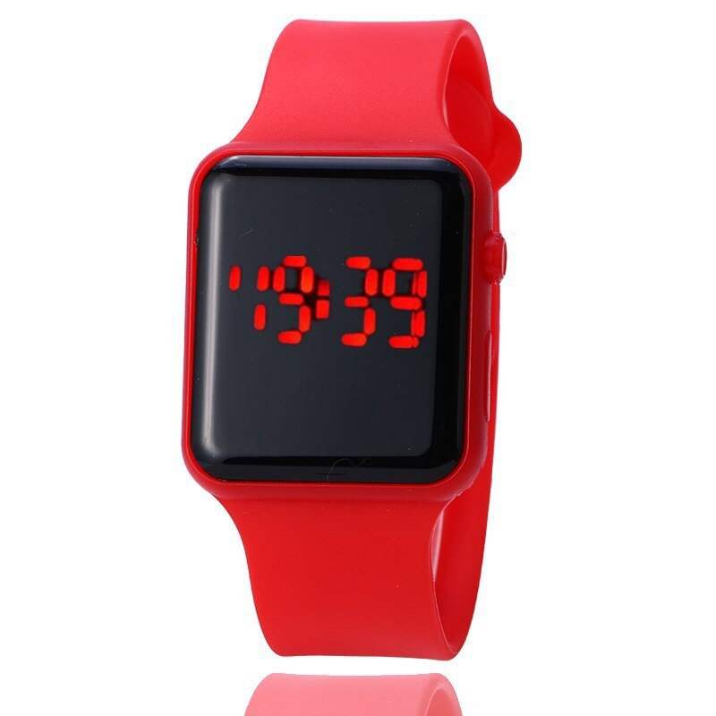 Novo confortável relógio de moda crianças silicone relógio led criança pulseira esporte simples adolescente/menina relógio de pulso: Vermelho