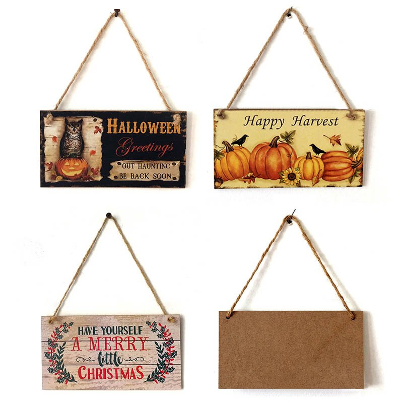 Houten Party Decoratie Multifunctionele Deur Venster Opknoping Decor Doorplate Hanger Ornamenten Opknoping Boord Halloween Decor