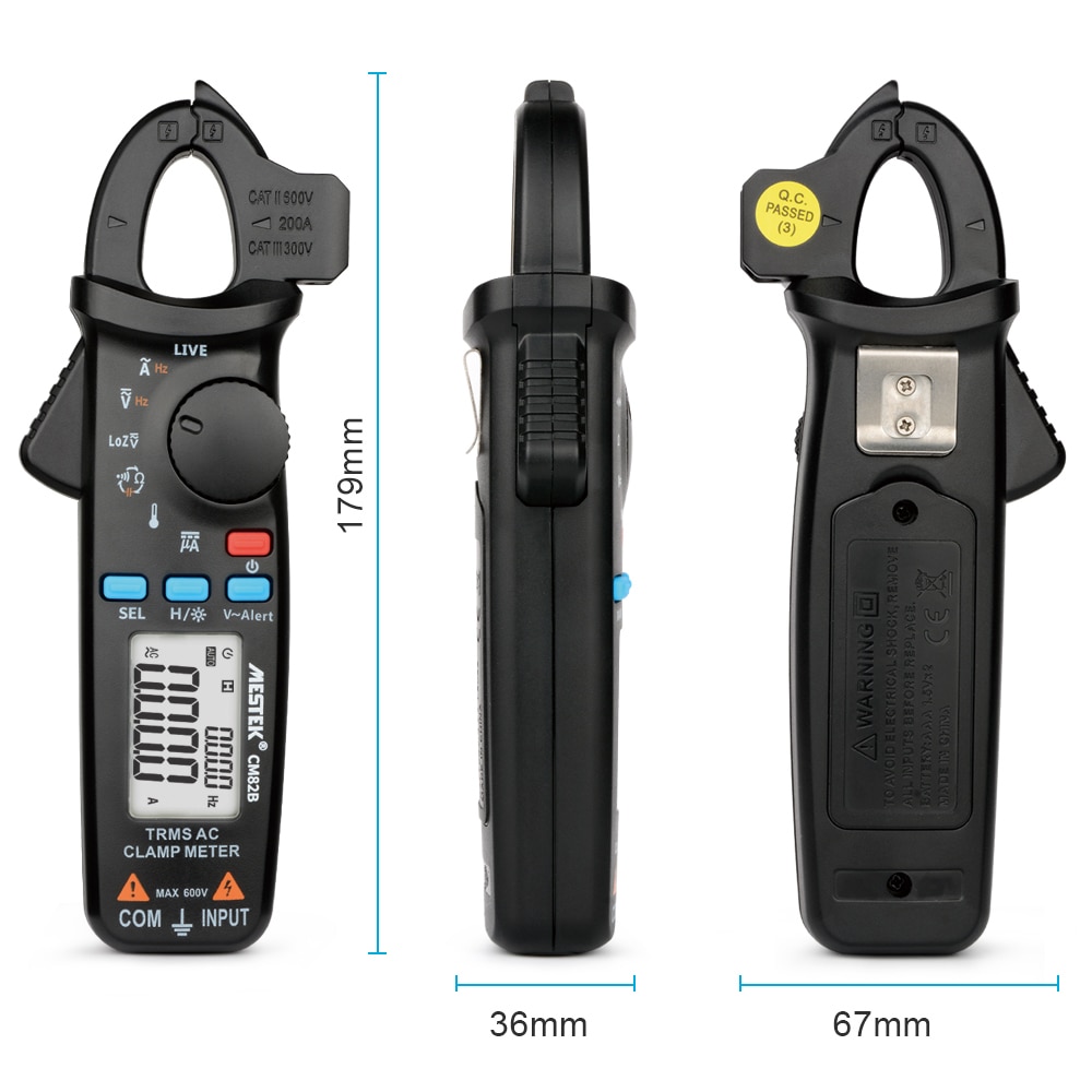 Digital dc klämmätare mestek ac dc strömmätare spänning ampere ncv ohm testare sann rms amperemeter multimeter elektriker verktyg