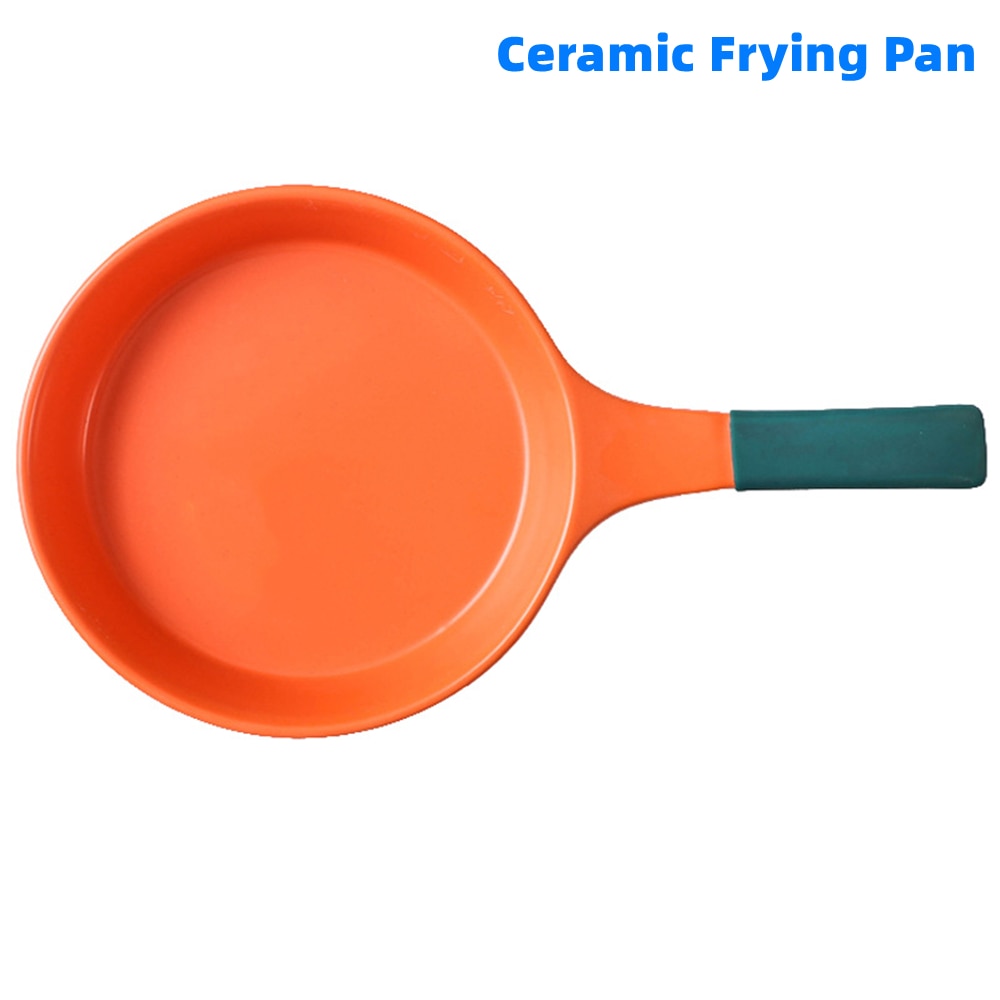 Ceramic Frying Pan Applicable to Open Fire Stove Only with Extended Handle and Glaze Smooth Surface