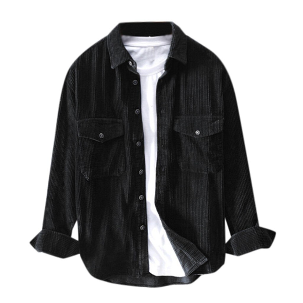 Fløjlsskjorte herre laple efterår vinter toppe lange ærmer herre skjorter casual slim fit camisa hombre  d91101
