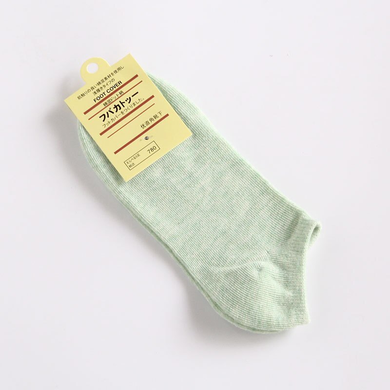 10 kleuren zachte comfortabele casual snoep kleuren sokken vrouwen 1 paar onzichtbare meisjes gekleurde effen katoenen sokken vol verpakt: green