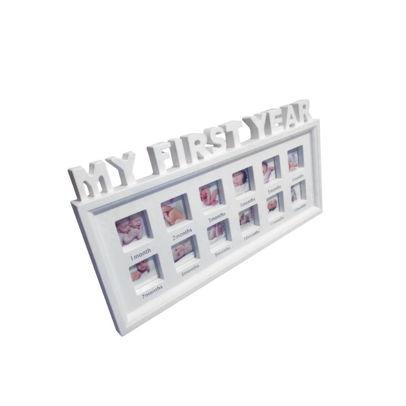 Imágenes de &quot;Mi primer año&quot; para bebés, marco de fotos de plástico, recuerdos conmemorativos, de recuerdo DIY de 0 a 12 meses: Blanco