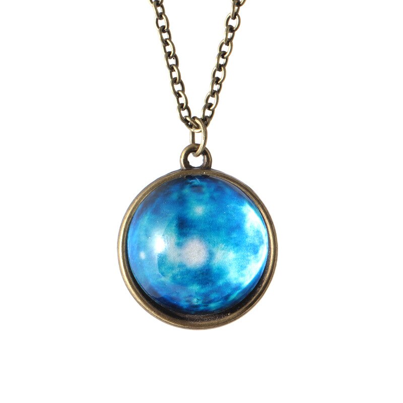 Galaxia luminosa hecha a mano bola de cristal tiempo gema colgante collar resplandor] ing universo fantasía cielo estrellado collar joyería amantes: W