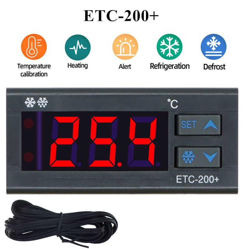 ETC-974 Mini Temperature Controller ETC-961 Microcomputer Thermostats Refrigerator Thermoregulator With 2M NTC Sensor 220V 40%: ETC-200