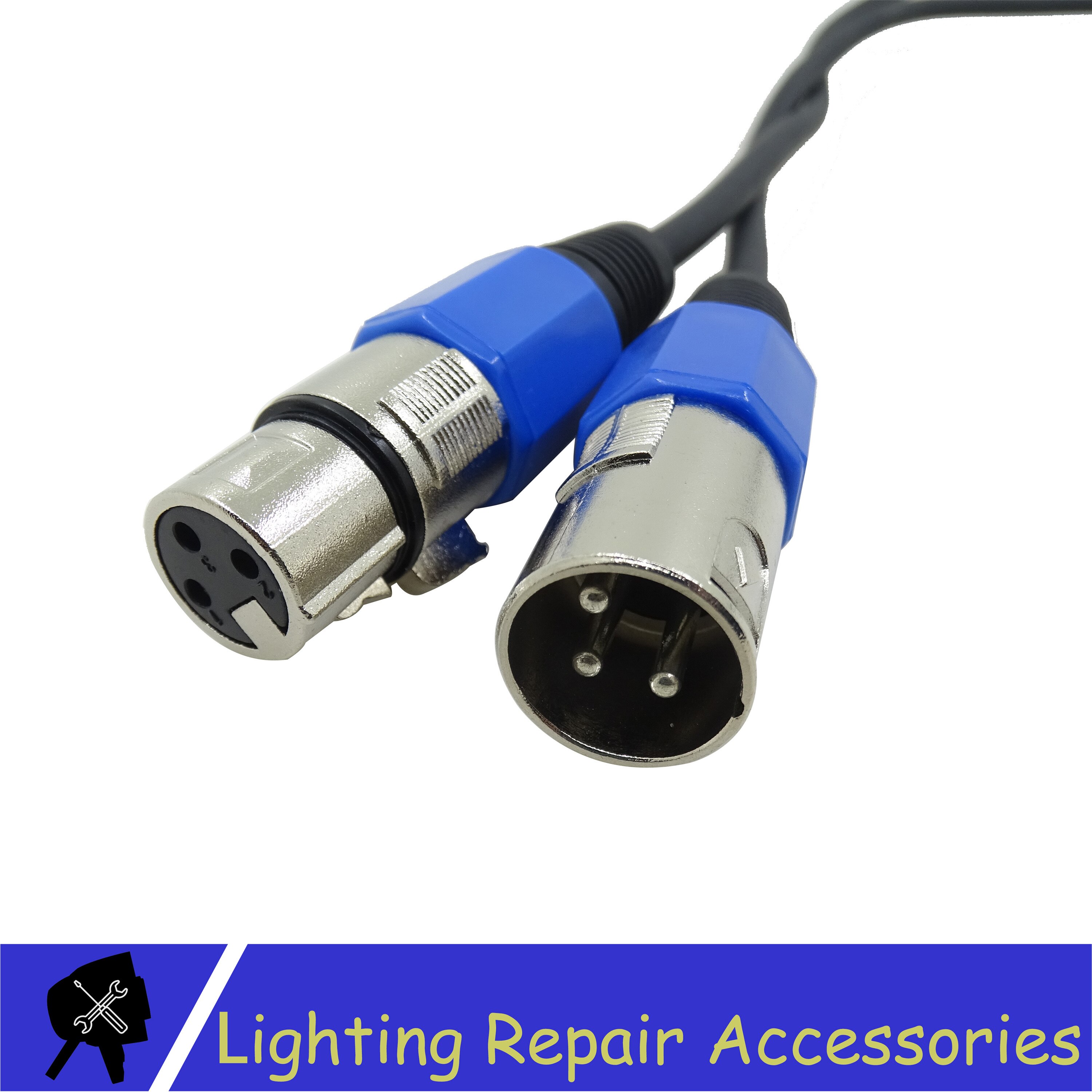 5 Sets 3-PIN XLR Metalen Connector Voor DMX Kabel Microfoon Kabel Blauw Audio Kabel Connector Stadium Licht Accessoires