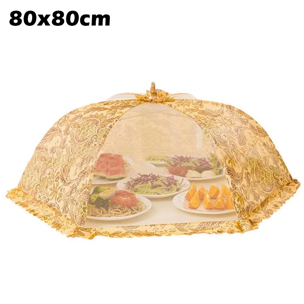 Foldable Food Covers Anti Fly Mosquito Breathable Dining Table Mesh Cover Dustproof Vegetable Cover Umbrella: Brown