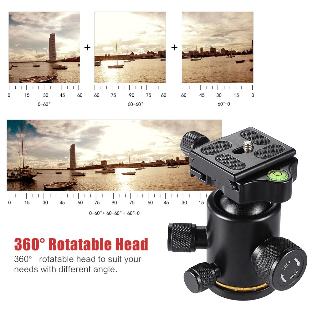 Andoer Aluminum Alloy Ball Head Ballhead Maximum Load 3KG with Quick Release Plate 1/4" Screw for Camera Tripod Slideway