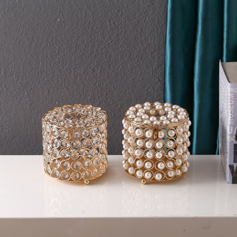 DesktopPaper Roll Paper Tray Round Square Paper Roll Home Decoration Light Luxury Crystal Cylinder Paper Roll Paper Tray