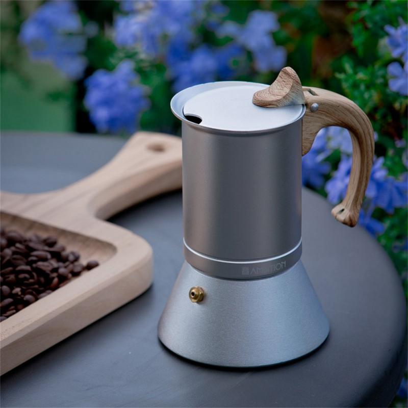 Italiaanse Moka Pot Food-Grade Aluminium Koffie Pot Inductie Kookplaat Verwarming Nordic Huishoudelijke Hand-Made Italiaanse Achthoekige Pot