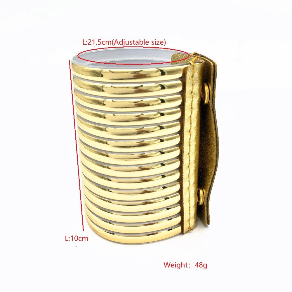 LZHLQ African Punk Style Stripe Bangle Women Metal Plated Wide Bangle Maxi Jewelry Bracelet