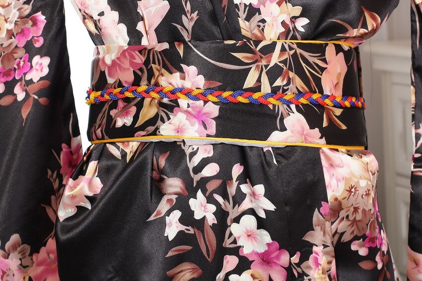 Czarne chińskie tradycyjne suknie damskie satynowe szlafrok kimono