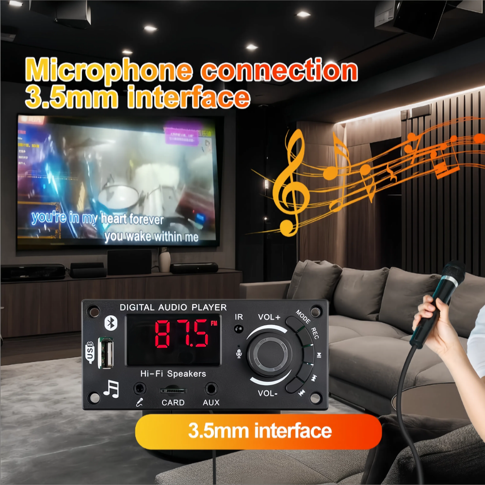 Wzmacniacz 100W Bluetooth 5.0 DIY Dekoder MP3 WAV Płytka DC 12V 50W Bezprzewodowy samochodowy odtwarzacz USB MP3 Gniazdo karty TF USB FM z mikrofonem 3,5 mm