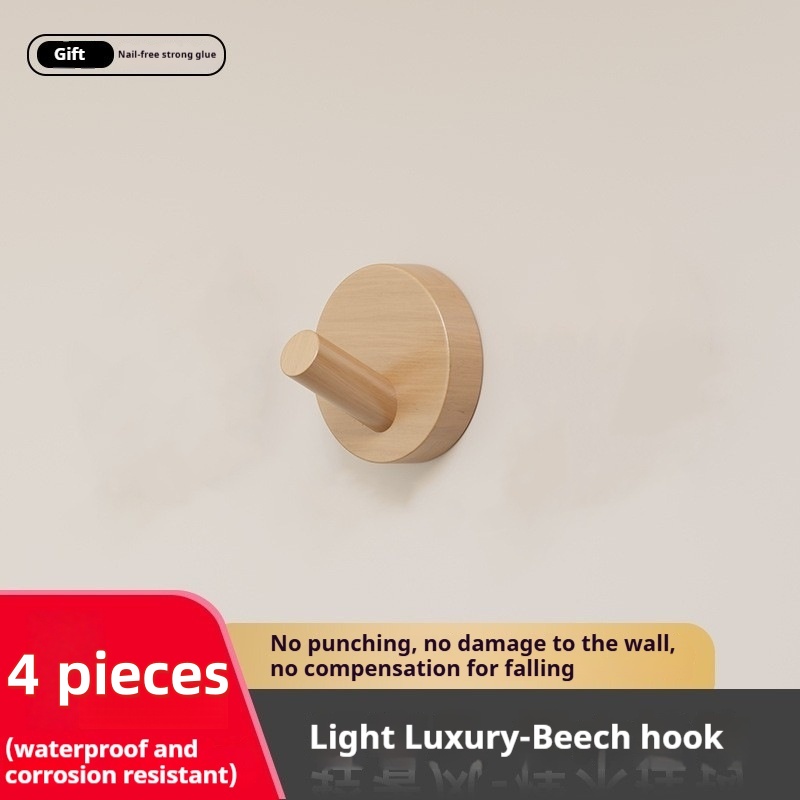 Gancho Simple de madera de nogal y haya, colgador colgante, ganchos de pared sin perforaciones, estante de almacenamiento de abrigos para dormitorio, gancho decorativo para llaves y toallas para el hogar: Verde claro