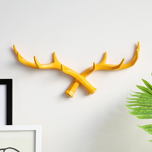 Cuerno de ciervo de resina para colgar en la pared, gancho para llaves, toalla, bolso de mano, soporte para dormitorio, decoración del hogar, colgadores para puerta, gancho para colgar