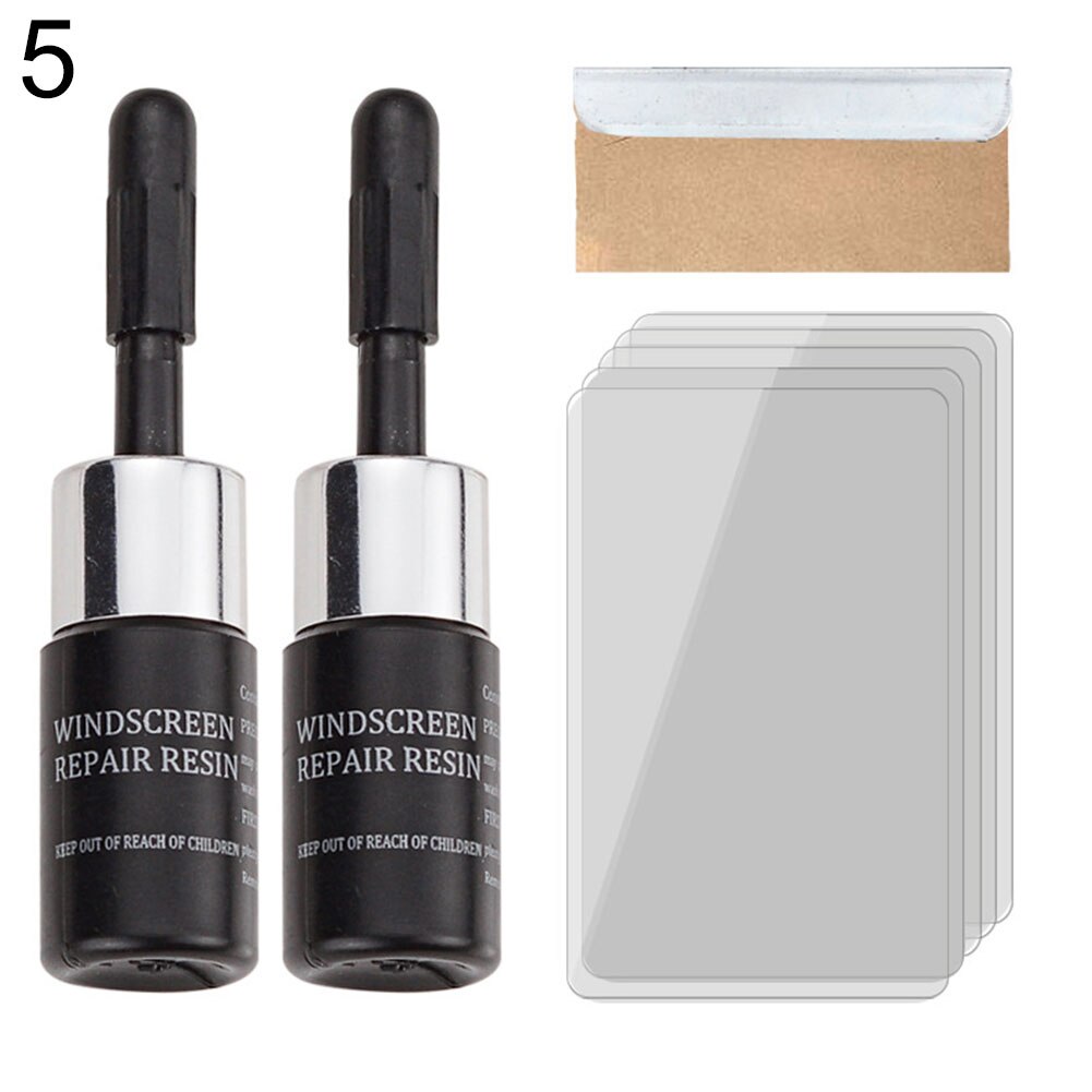 Automotive Glass Repair Fluids Car Windshield Crack Chip Repair Tool DIY Fix Kit: 2Pcs Black kit