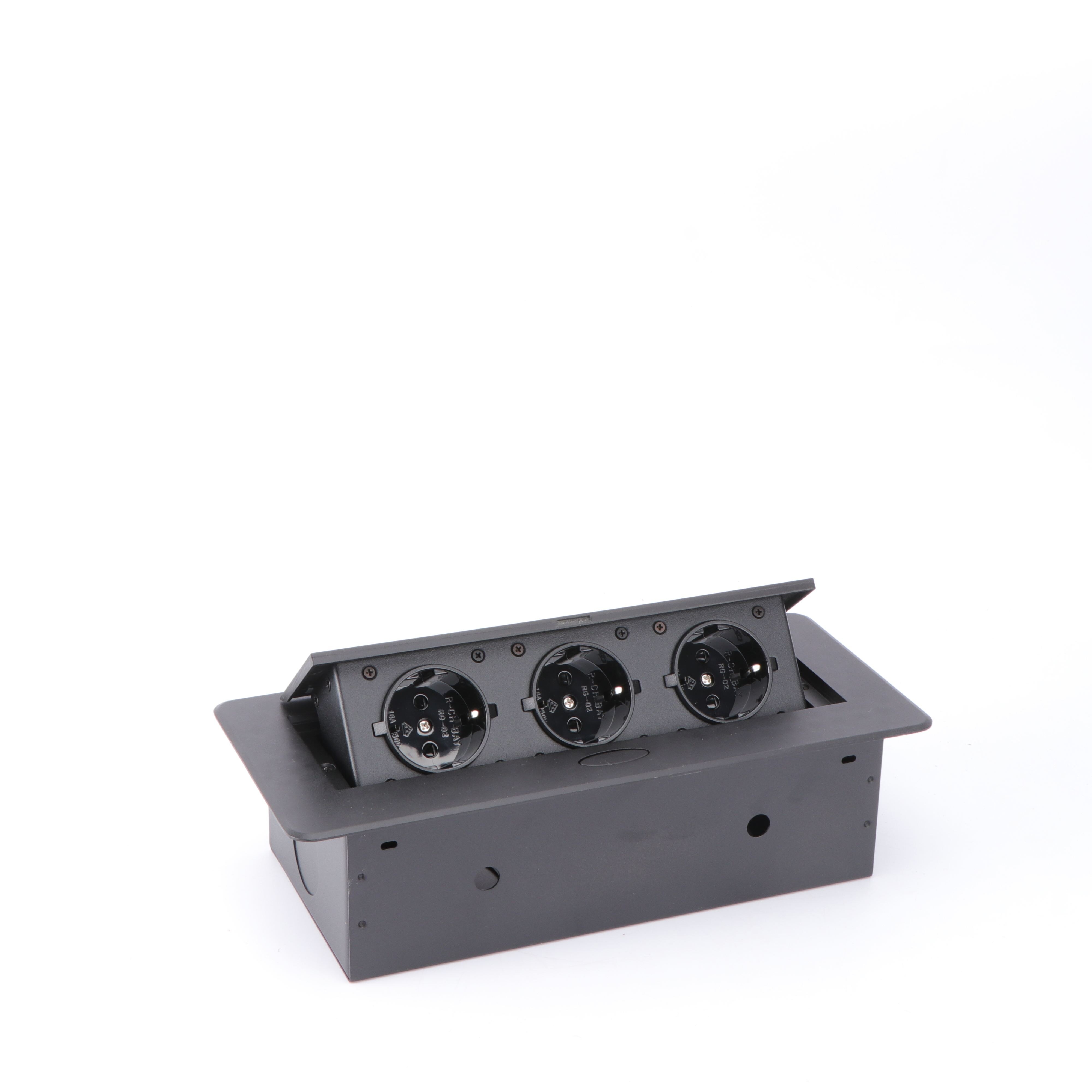 ABS amped Multimedia Outlet Socket Connection Box Desktop Pop Up Socket for Conference Room (Black)