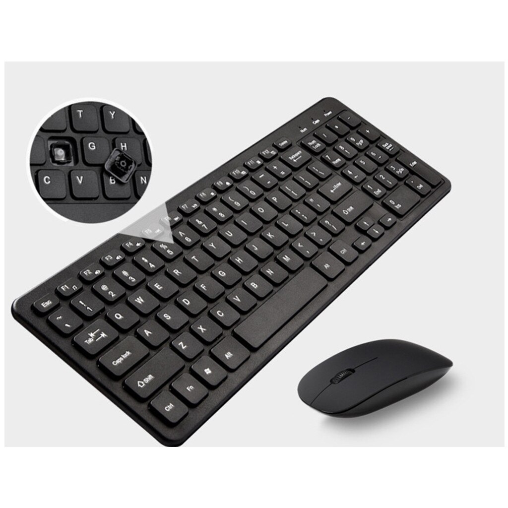 Ultra Slim Wireless Keyboard and Mouse Set for Apple Macbook Home Office PC Laptop Desktop Computer Mice and Keyboard Combo: Black