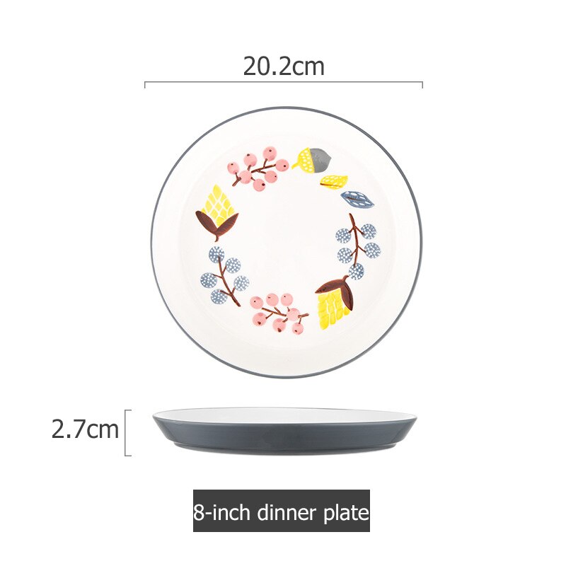 Blommig keramik servis kinesiska köket risskål soppa ramen skål dessert fat pasta biff tallrik middagsrätter: Grå c