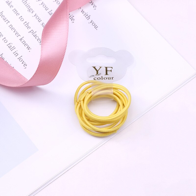 Lot d'élastiques en Nylon pour filles, couleurs acidulées, 3CM, lot de 30 pièces, bandes de caoutchouc pour enfants, porte-queue de cheval, accessoires pour cheveux: YELLOW
