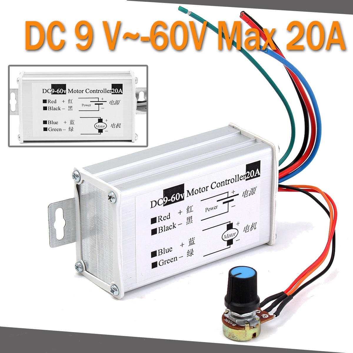 Neue 12V 24V 20A Max. PWM DC Motor Stufenlose Variable Speed Controller 25kHz Schalter