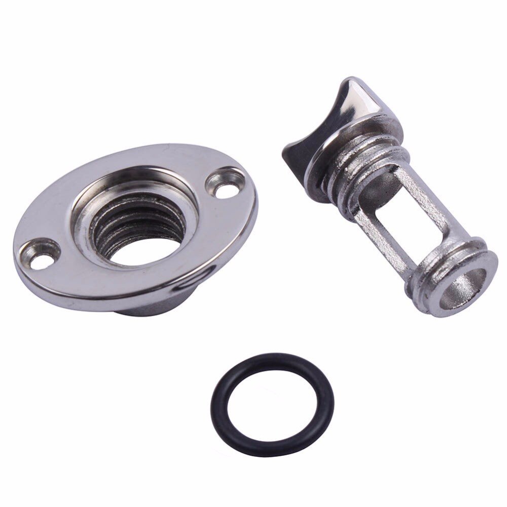 Boat Accessories 2Pcs Oval Garboard Drain Plug Stainless Steel Boat Fits 1'' Hole.Thread for 3/4''