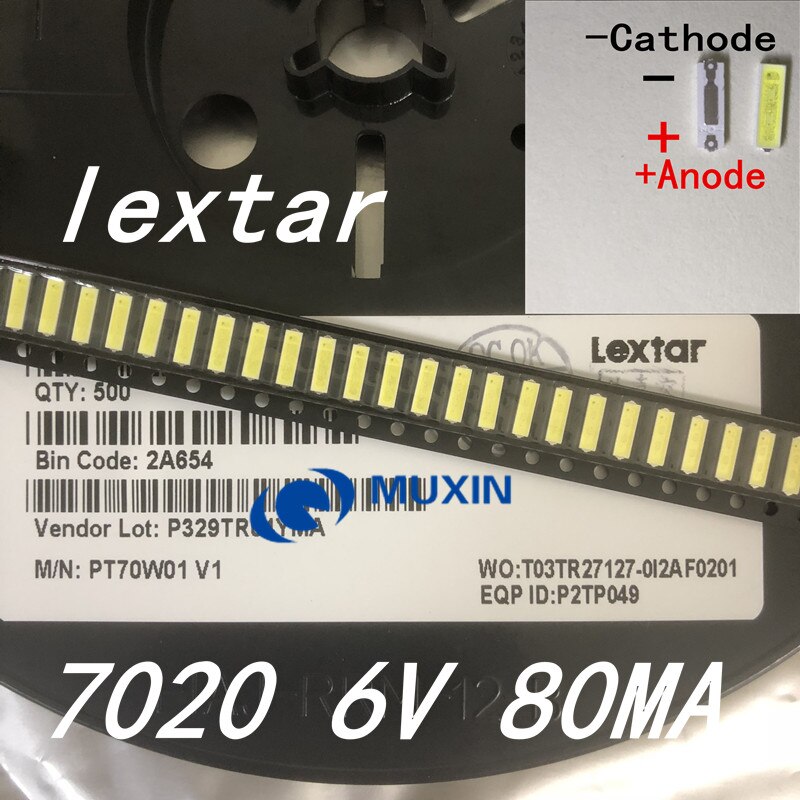 Lextar led baggrundsbelysning 1w 7020 6v kølig hvid 80lm lcd baggrundsbelysning til tv tv applikation 500 stk.
