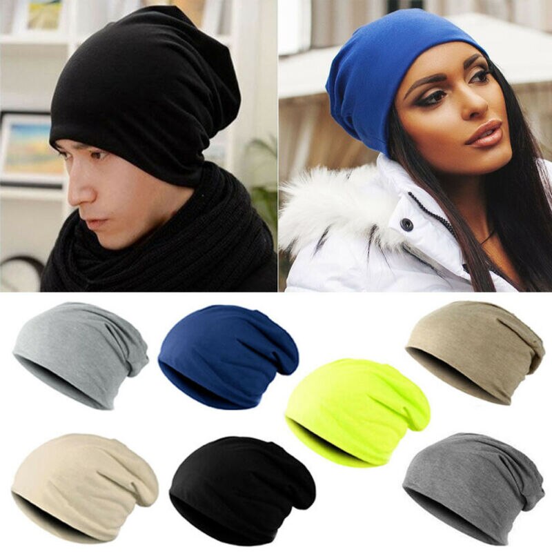 Unisex kvinder mænd strik vinter varm ski hæklet slouch hat cap beanie oversize 6 farver