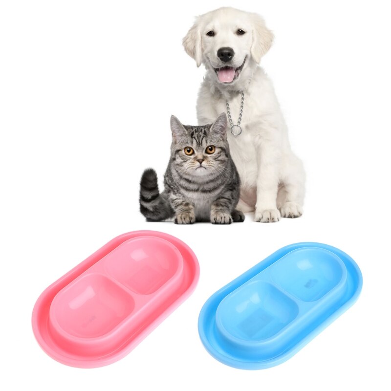 Voerbak voor huisdieren, dubbele plastic voerbak, anti-mieren voerbak voor honden, katten en puppy's