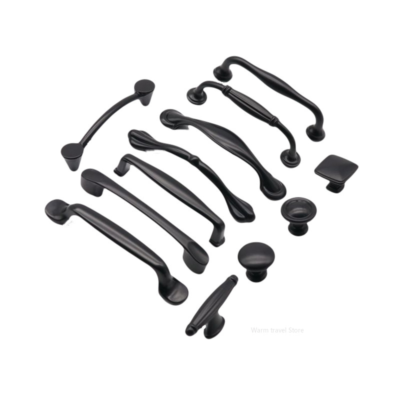 Black Aluminum Alloy Bedside Table Handle Minimalist Cabinet Pulls Furniture Hardware Wardrobe Cabinet Door Drawer Handles