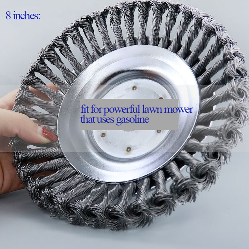 Brosse à tête torsadée coupe gazon, tondeuse à gazon à disque, roue en acier, outils de jardin pour remplacer la tête d'une tondeuse à gazon: 8 inches