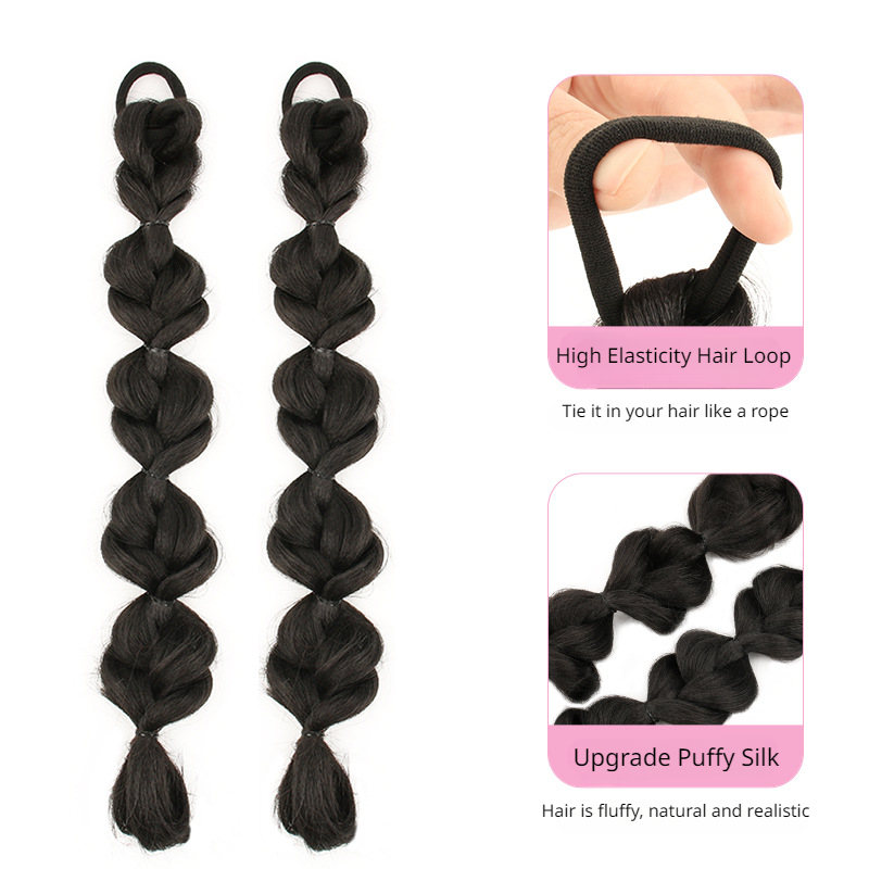 Postiche synthétique tressée en queue de cheval pour femmes et filles, une pièce d'extensions de cheveux à bulles de chignon, perruques de lanterne avec cheveux