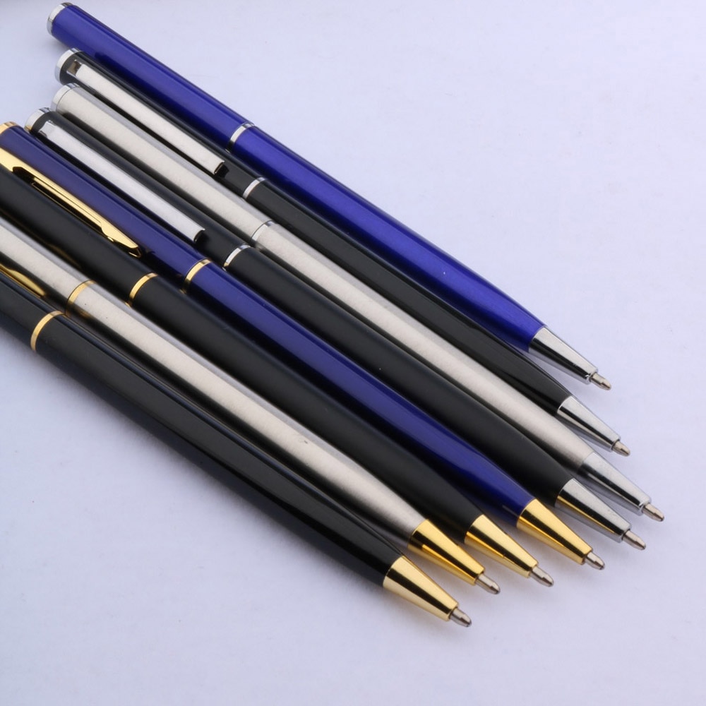 1pc Stainless steel student pen office piece classical Ballpoint Pen