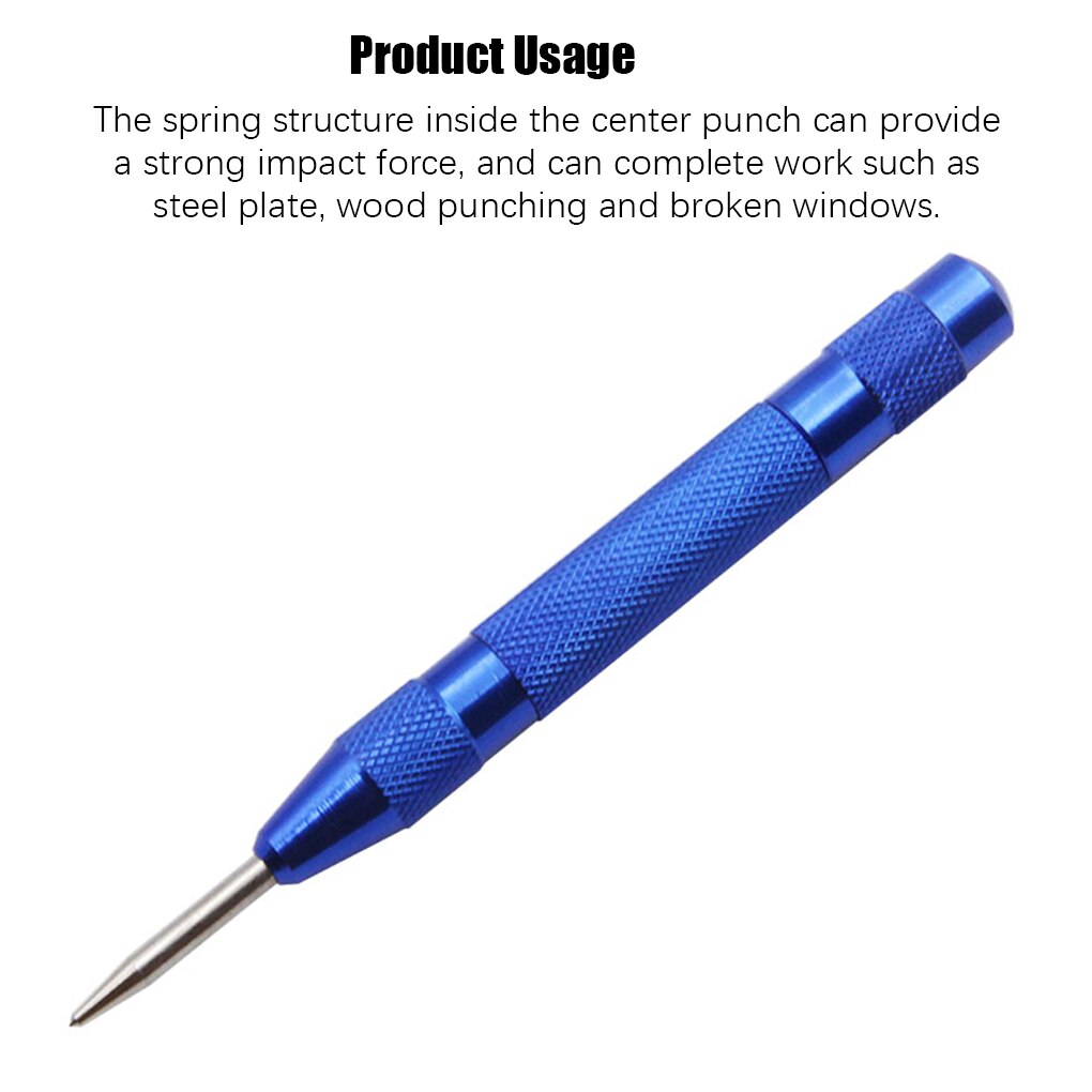 Automatic Center Punch Strike Spring Loaded Marking Starting Holes Tools Center Pin Punch Alloy Steel Metal Wood Drilling Tool