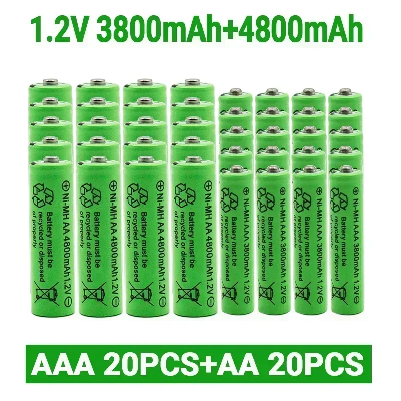 Baterías recargables NI-MH de 1,2 V AA 4800 mAh + batería recargable NI-MH de 1,2 V AAA 3800 MAh