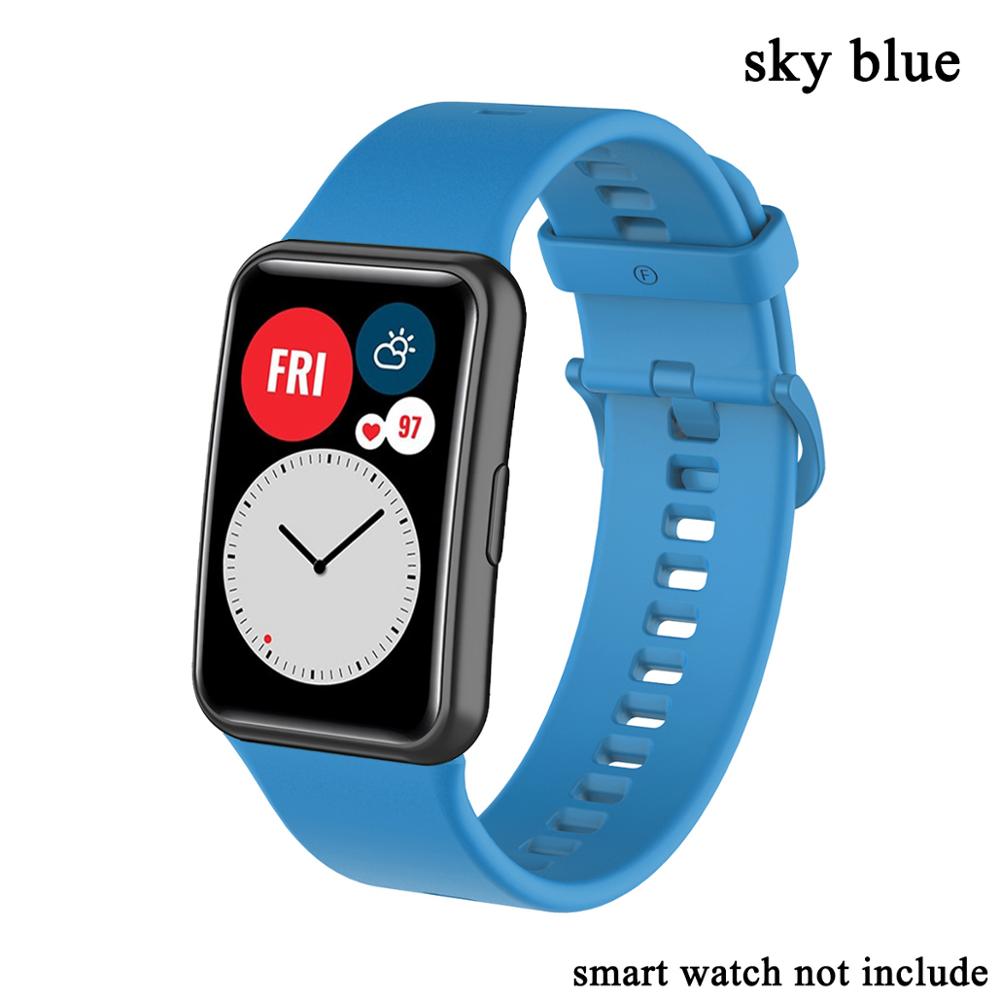 Pulseira de substituição para huawei relógio ajuste banda para huawei ajuste pulseira silicone TIA-B09 acessórios relógio inteligente cinto loop: sky blue