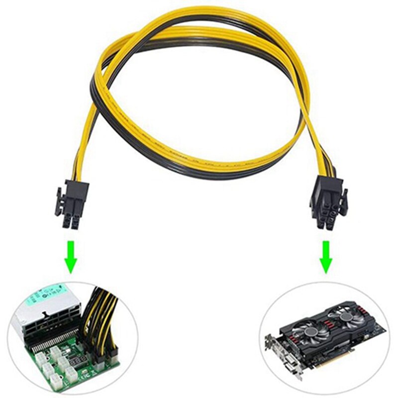 10 stück 6  to 8 pin-pcie (6+2)  gpu-stromkabel 50cm stecker auf stecker) für image-karten und mining-server-breakout-boards