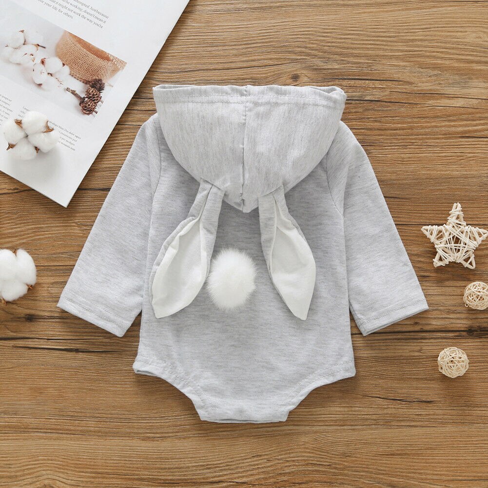 Pelele de manga larga para bebés y niños recién nacidos, mono bonito con Orejas de conejo, algodón cálido para Otoño e Invierno de 0 a 2 años